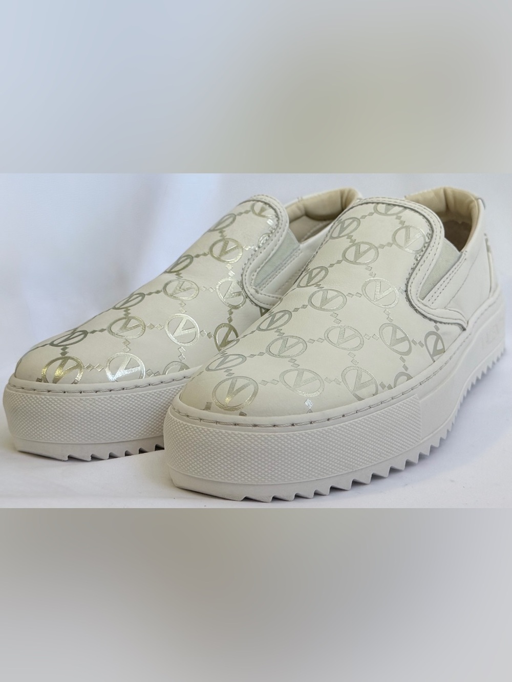 Valentino by Mario Valentino Regina Monogram Leather Platform Sneakers 38